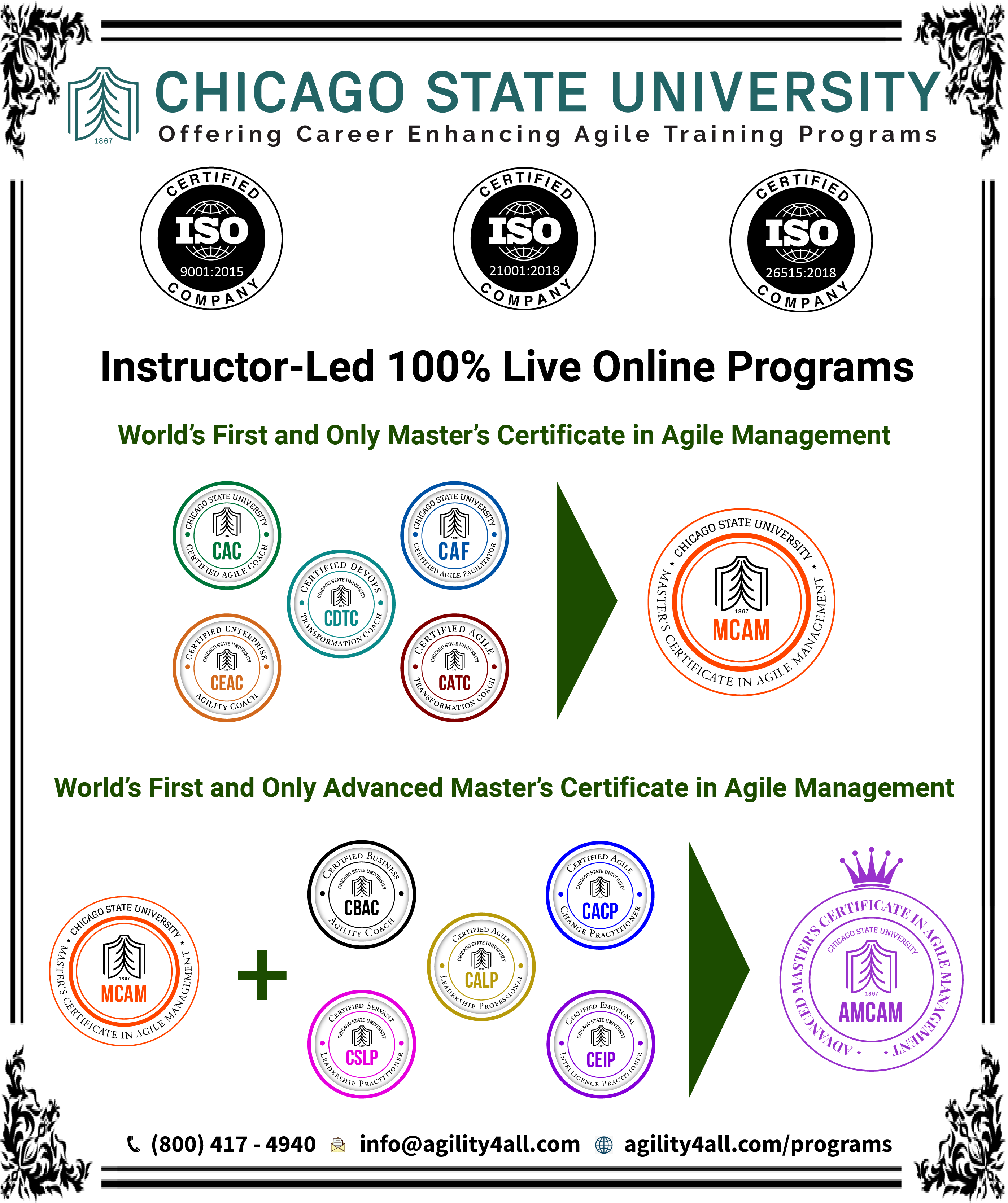 Certified Agile Coach (CAC) from Chicago State University 