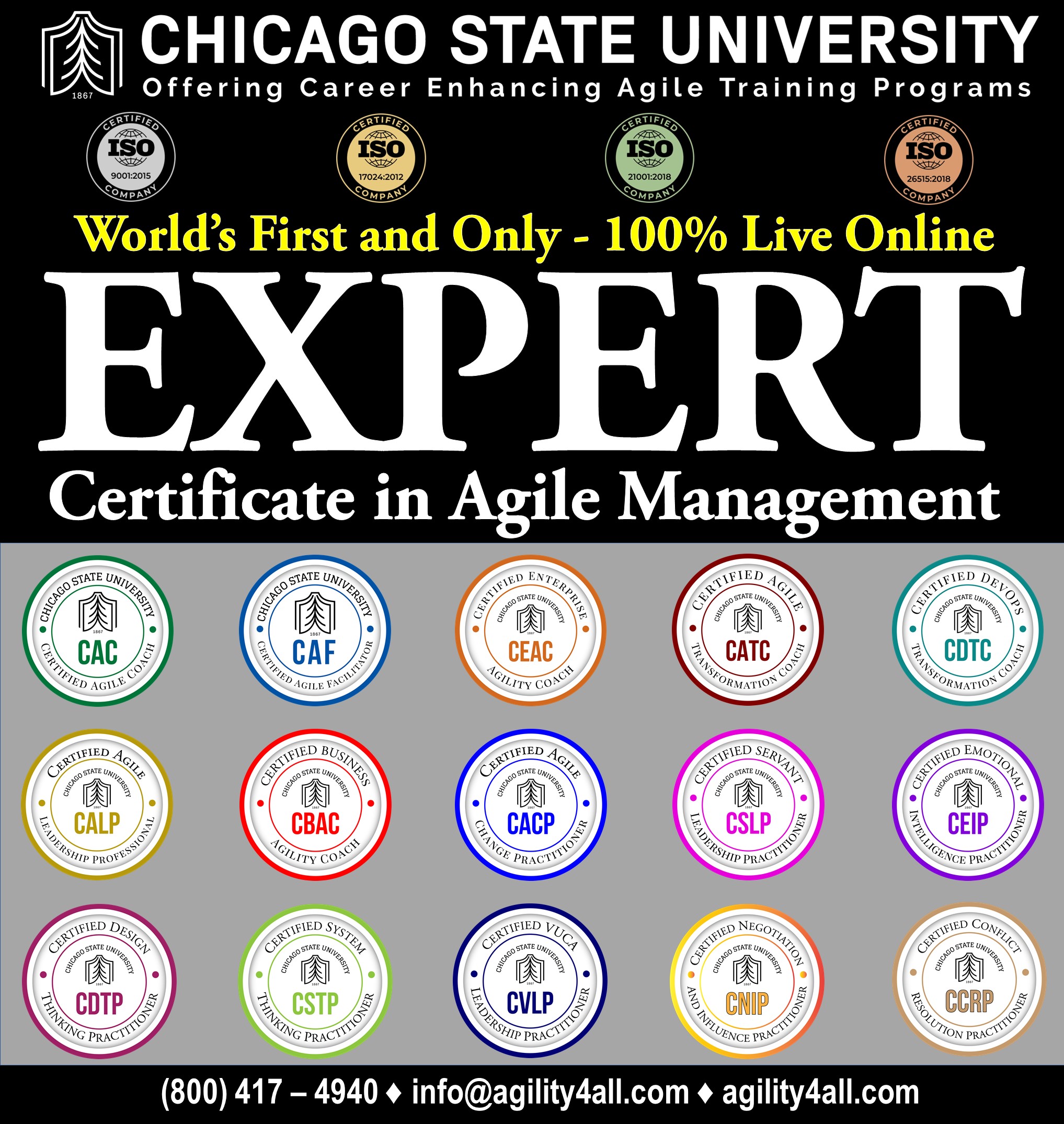 Expert Certificate in Agile Management (ECAM) from Chicago State University 